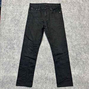 Uniqlo Jeans Men's Straight Button Fly Jeans Size 30x34‎ Black Dark Wash Denim